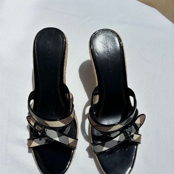 Burberry Nova Check Strappy Espadrille Wedge Slip On Sandals - Picture 9 of 14